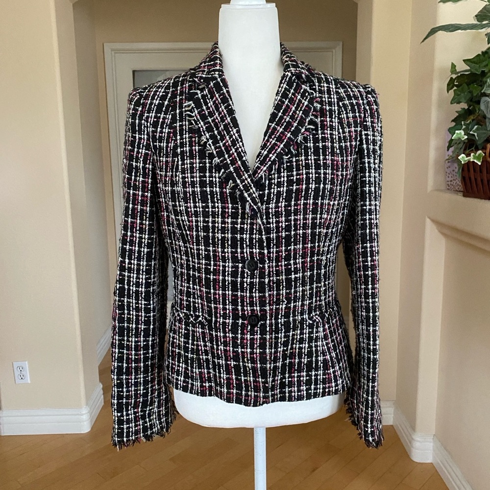 Tweed Blazer Black, White, and Pink